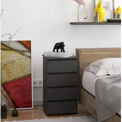 Raumhirsch Furniture Kommode mit 4 Schubladen 40 cm breit Holz Schrank, Highboard / Kommode 40 cm, Sideboard Organizer für jeden Raum grau