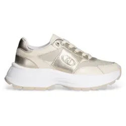 Liu Jo für Damen. BA5065PX620S3188 Turnschuhe aus Leder und goldenem Lurex (38), 3 bis 5 cm, Schnürsenkel, Lässig