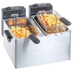 Bartscher MINI III Fritteuse, Tischfritteuse mit Körben und Deckel, Volumen: 2 x 2 Liter, 400 x 400 x 280 mm