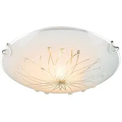 GLOBO LIGHTING Deckenleuchte, Leuchtmittel nicht inklusive, Decken Leuchte Wohn Schlaf Zimmer Lampe Chrom Dekor Linien Steine klar weiß