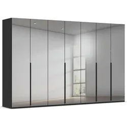 LeGer Home by Lena Gercke Kleiderschrank Schrank Garderobe Ankleide Schlafzimmer Flur SERINA Eyecatcher (3 verschiedene Ausstattungen BASIC/CLASSIC/PREMIUM (inkl. SOFT-CLOSE) in 6 Breiten (101 - 401 cm) mit Front Glas oder Dekor MADE IN GERMANY grau|schwarz 351 cm x 223 cm x 61 cm