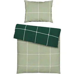 Bettwäsche Linnea Wende XL Weiß/Salbeigrün/Waldgrün