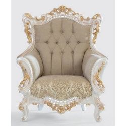 Casa Padrino Sessel Luxus Barock Sessel Greige / Weiß / Gold 100 x 80 x H. 125 cm - Handgefertigter Wohnzimmer Sessel mit elegantem Muster - Barock Wohnzimmer Möbel - Edel & Prunkvoll