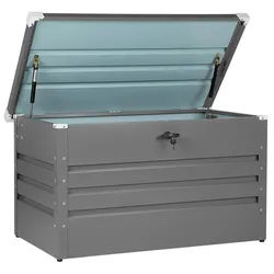 Beliani Auflagenbox Stahl grau 100/62 cm Cebrosa , Grau , Metall , 100x60x62 cm , Aufbewahrung & Schutzhüllen, Gartenboxen