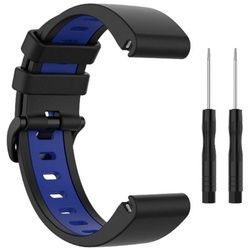 Wigento Smartwatch-Armband Für Garmin Fenix 6 / 6 Pro Kunststoff / Silikon Armband-Schutz Watch Uhr Schwarz / Blau Ersatz Arm Band blau|schwarz