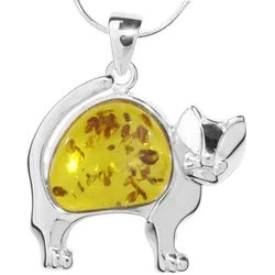 OSTSEE-SCHMUCK Kette mit Anhänger Ostsee-Schmuck Kette mit Anhänger Katze Kette mit Anhänger Katze (2-tlg) silberfarben 60 cm