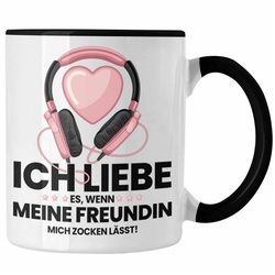 Trendation Tasse Trendation - Gamer Geschenk Freundin Gamer Zocken Zocker Headset Grafik Tasse Geschenkidee Tassen Lustig Gaming schwarz