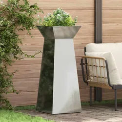 vidaXL Säulen Pflanzer 2 pcs Silber 40 x 40 x 100 cm