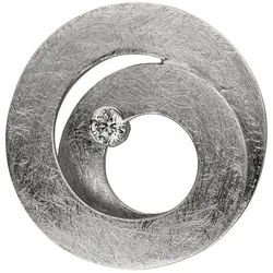 JOBO Kettenanhänger Anhänger Weißgoldanhänger rund eismatt 21 mm, 14 Karat 585 Weißgold mit Diamant silberfarben