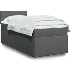 vidaXL Boxspringbett, Boxspringbett mit Matratze Dunkelgrau 90x200 cm Stoff