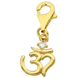 schmuck23 Charm-Einhänger Charm Anhänger Symbol Om 925 Silber vergoldet, Bettelarmband goldfarben