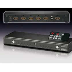 Full HD Matrix 4x2 verteilt 4 HDMITM Signale im Mix auf bis zu 2 Bildschirme und 1 Verstärker