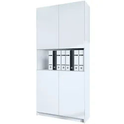 InnoFurn Aktenschrank Elona M2, Büroschrank mit Soft-Close & Push-to-Open, Weiß matt (82 x 184 x 37 cm) , Holzwerkstoff , 82x184x37 cm , Büromöbel, Büroschränke, Aktenschränke