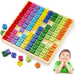 RWEUOQ Lernspielzeug 1x1 Multiplikationsbrett für Grundschüler Einmaleins Holzrechenbrett (Multiplikationstafel Holz), Brettspiel-multiplikation spiel für Kinder 5 6 7 Jahre bunt