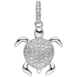 JOBO Kettenanhänger Anhänger Schildkröte, 925 Silber mit 68 Zirkonia silberfarben