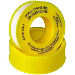 PTFE-Gewindedichtband (GRp) für Metall-Grobgewinde von 3/8'' bis 2'' - DIN-DVGW - Breite 12 mm - Rolle 12 m ** 1m/0,09 EUR
