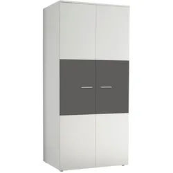 Carryhome Kinderkleiderschrank , Graphitfarben, Weiß , Holzwerkstoff , 1 Fächer , 90x195x60 cm , Beimöbel erhältlich , Babymöbel & Kindermöbel, Babyzimmer, Babykleiderschränke