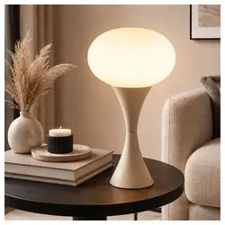 GLOBO LIGHTING Tischleuchte, Leuchtmittel nicht inklusive, Tischlampe Tischleuchte Wohnzimmerlampe sand Glas opal E14 H 36,9 cm beige
