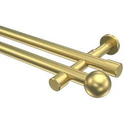GARDINENSTANGE Prestige Luino 360 cm (geteilt in 2 x 180 cm), 2-läufig (ohne Ringe), 20 mm Ø Messing-Optik