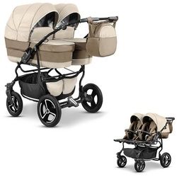 Elcar Zwillingswagen Zwillingskinderwagen 2 in 1 Twin Star - 10 Teile - in 16 Farben beige|braun