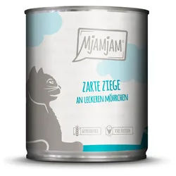 MJAMJAM Leckere Mahlzeit 800g Dose Katzennassfutter Sparpaket 12 x 800 Gramm zarte Ziege an leckeren Möhrchen