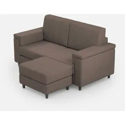 Marrak 2-Sitzer-Sofa (zwei 60-cm-Sitze) + Hocker, Außenmaße L.148 T.155, Farbe Taupe