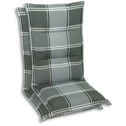 Xxxl Sesselauflagenset , Grau , Textil , 2-teilig , Karo , Füllung: Schaumstoff, Vlies , 50x9x108 cm , Oeko-Tex® Standard 100 , pflegeleicht, hochwertige Qualität, langlebig, für den Außenbereich geeignet, mittels Bändern zu befestigen, mittels Gurtband zu befestigen , Gartenmöbel, Gartenpolster & Auflagen, Sesselauflagen