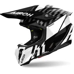 Airoh Twist 3 Thunder Motocross Helm, schwarz-weiss, Größe M