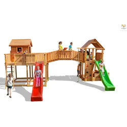 Fungoo Spielturm "Maxi Set Joyful Castle My Space XL Fortress Toybox Rainbow",teak,