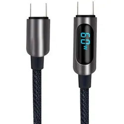 fontastic Datenkabel mit Digitalanzeige Typ-C > Typ-C USB-Kabel, USB-C schwarz