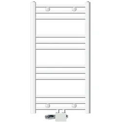 LuxeBath ECD Germany Badheizkörper Mittelanschluss 500×800 mm Weiß, gerade, Thermostat-Set (Universal/Eck/Durchgang)