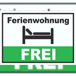 HB-Druck Ferienwohnung FREI Schild Pension Motel Hotel Zimmer Frei A4 Rückseite selbstklebend