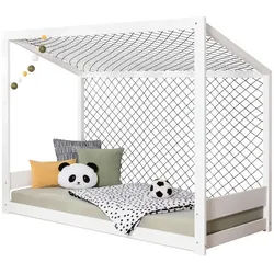 Mid.you Bodenbett , Weiß , Textil , Birke,Kiefer , Schichtholz,massiv , H2 , Höhe ca. 12 cm , 90x200 cm , Himmelfunktion, für Rollroste geeignet, bodentiefer Einstieg , Babymöbel & Kindermöbel, Kinderzimmer & Jugendzimmer, Kinderbetten, Kinderbetten & Jugendbetten