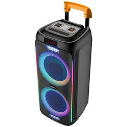 Denver TSP-456 Trolley Speaker Party-Lautsprecher (Bluetooth, 60 W, 60 W RMS, Fernbedienung und kabelgebundenes Mikrofon inklusive) schwarz