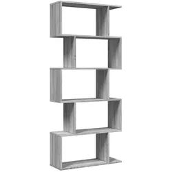vidaXL Bücherregal Raumteiler-Bücherregal 5 Etagen Grau Sonoma 70x24x161 cm, 1-tlg. grau