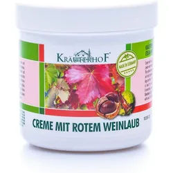 Kräuterhof Handcreme 1x Kräuterhof® Creme mit Rotem Weinlaub (250ml), 1-tlg., Bein- und Fußcreme mit Extrakten aus Rotem Weinlaub & Rosskastanie