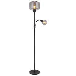 GLOBO LIGHTING Stehlampe, Leuchtmittel nicht inklusive, Stehlampe Wohnzimmerleuchte 2 Flammig Flexo schwarz rauch H 165 cm grau