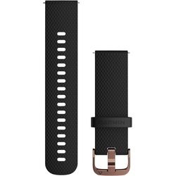 Garmin Forerunner 645 Schnell-Wechsel Silikon Armband 20mm Schwarz / Schnalle Rosegold