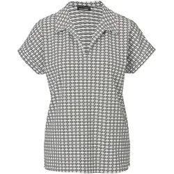Kurzarmshirt GOLDNER "Shirt mit dezentem Jacquard", Damen, Gr. 42, schwarz (schwarz, weiß, gemustert), Obermaterial: 50% Viskose CV. 45% Polyester PES. 5% Elasthan EL., Sonstiges, Shirts, keine/nicht relevant