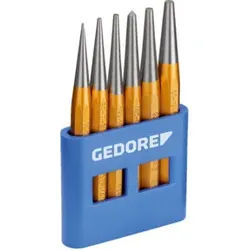 Gedore Durchtreiber-Satz, 6-teilig, Splinttreiber-Set im PVC-Halter, gehärtet, angelassen, Stahl, Werkzeug, 8753680