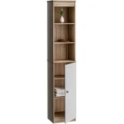 Badezimmerhochschrank Braun/Weiß 170x34x26cm