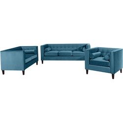 Max Winzer Jeronimo Sofa 3-Sitzer / Sofa 2-Sitzer / Sessel Samtvelours petrol