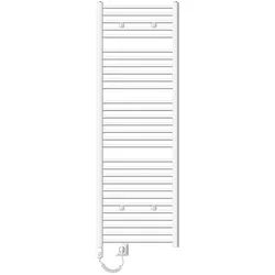 LuxeBath Elektrischer Badheizkörper Sahara 600x1800mm Weiß gebogen Seitenanschluss + Heizstab 1200W Thermostat Handtuchheizkörper Handtuchwärmer
