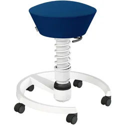 Aeris Bürohocker , Blau, Weiß , Metall, Textil , Rollen, C-Form, rund , 55x45.66x55 cm , Made in Germany, Oeko-Tex® Standard 100, AGR-geprüft , Büromöbel, Bürostühle, Bürohocker