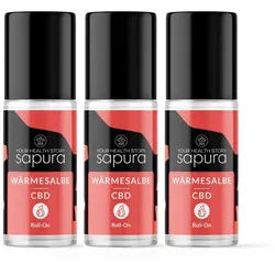 CBD Wärmesalbe Roll-On | Schmerzsalbe extra stark Arnika & Teufelskralle 3er Set Sapura® Creme 150 ml