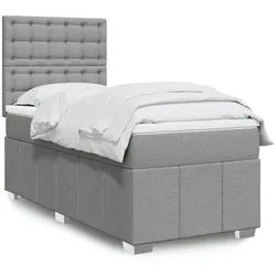 vidaXL Boxspringbett, Boxspringbett mit Matratze Hellgrau 100x200 cm Stoff