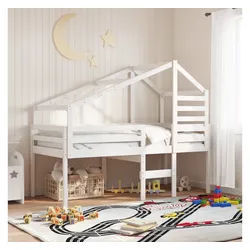 vidaXL Bett, Dach für Kinderbett Weiß 198x97x113 cm Massivholz Kiefer