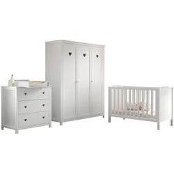 Mid.you Babyzimmer , Weiß , Holz, Holzwerkstoff , Kiefer , teilmassiv , 6 Fächer , 3 Schubladen , höhenverstellbar, Aufbauanleitung im Karton, Lattenrost inklusive , Babymöbel & Kindermöbel, Babyzimmer, Babyzimmer-Serien