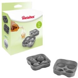 Metaltex Eiswürfelform aus Silikon, Form für Eiswürfel für Kugeln mit einem 4,5 cm Durchmesser, 1 Packung = 1 Form für 4 Eiskugeln