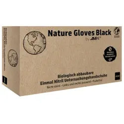 Nature Gloves Nitrilhandschuhe, puderfrei, schwarz, Unsterile und reißfeste Einmalhandschuhe mit Fingerspitzentexturierung, 1 Packung = 100 Stück, Größe S